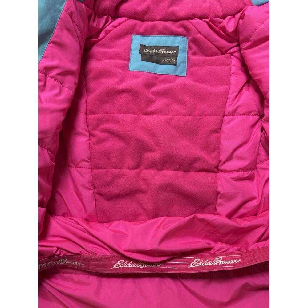 Eddie Bauer Kids Ski Jacket- Waterproof Insulated Coat light Blue w/navy/pink - Picture 6 of 9
